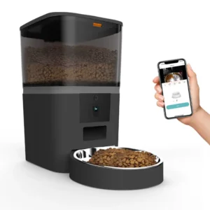 Distributeur croquette caméra alerte niveau bas chat connecté automatique inox