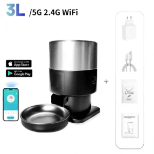 Distributeur croquette connecté inox alimentaire chat automatique wifi 3L