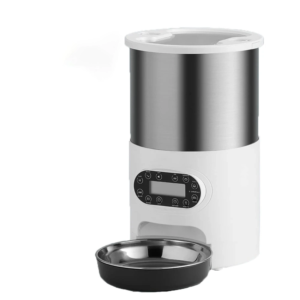 Nourrisseur automatique inox pour chat et chien avec panneau de contrôle LCD