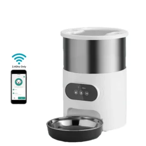 Distributeur croquette inox vocal bol simple chat connecté automatique 3L