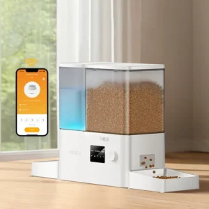 Distributeur eau et croquette connecté chat automatique gamelles inox