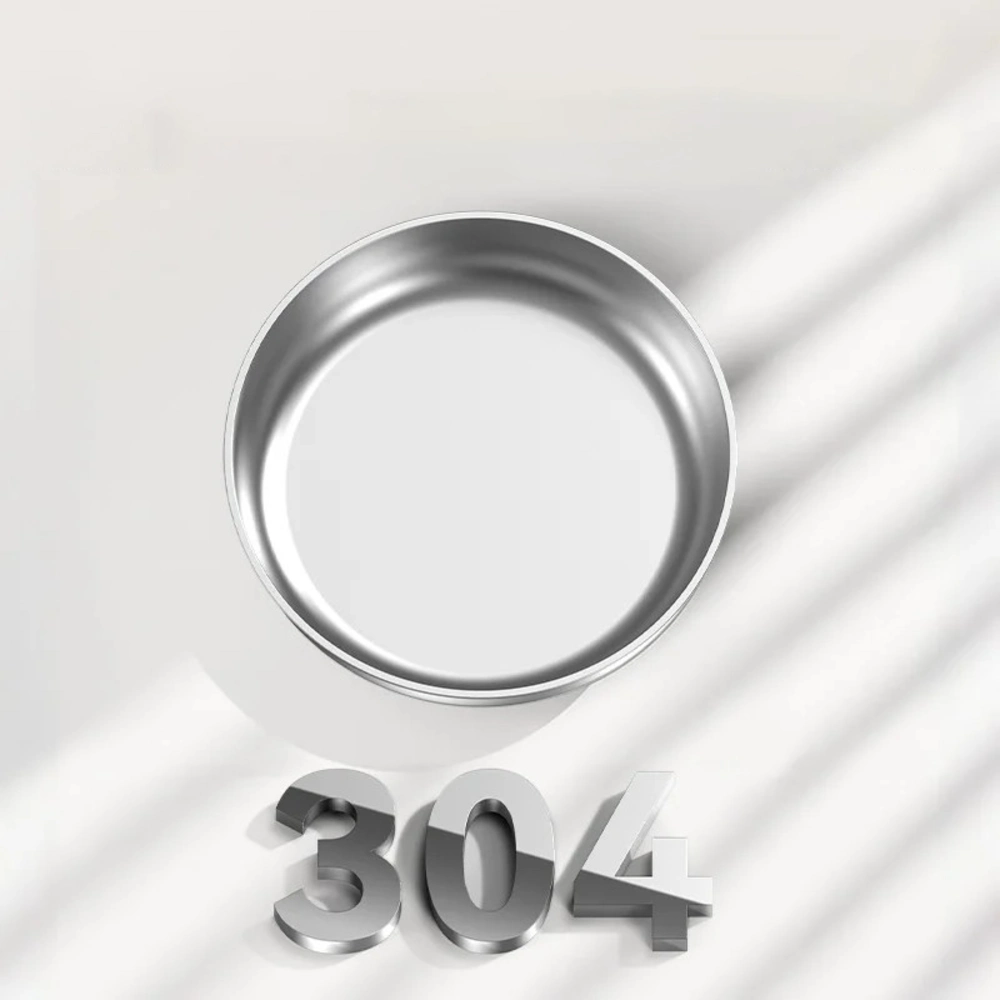 Gamelle ronde en inox 304 vue de dessus sur fond blanc épuré