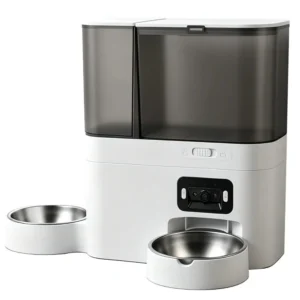 Distributeur croquette et eau connecté double bol inox chat automatique combiné