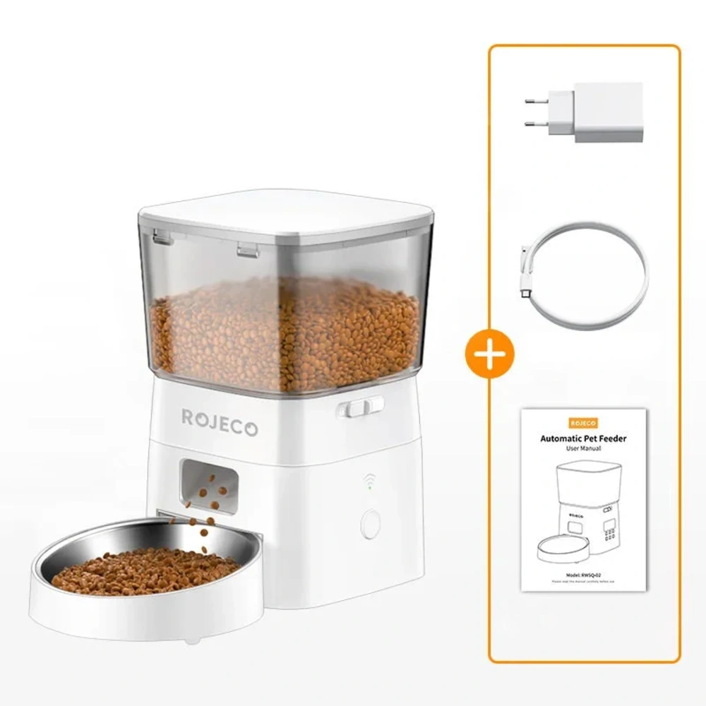 Contenu du pack Rojeco blanc avec chargeur câble et notice utilisateur modèle RWSQ-02