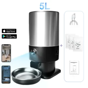 Distributeur croquette caméra vision nocturne inox chat connecté automatique 5L