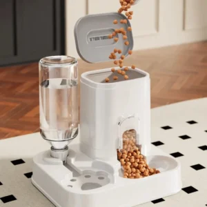 Distributeur croquette et eau combiné chat automatique deux gamelles amovibles