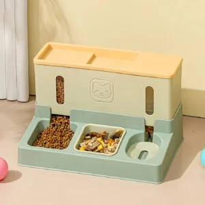 Distributeur croquette eau trois gamelles chat et chien automatique amovibles