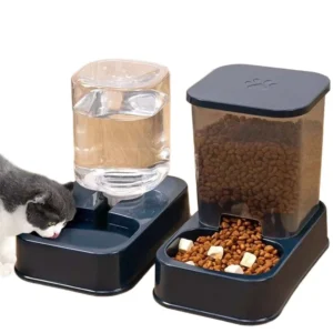 Distributeur eau et croquette combiné chat automatique réservoir plastique