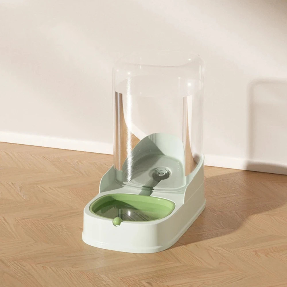 Fontaine à eau pour chat coloris vert, réservoir transparent et base assortie