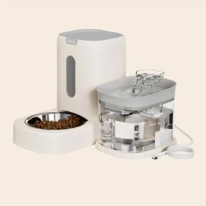 Distributeur eau et croquette gamelle inox chat automatique secteur