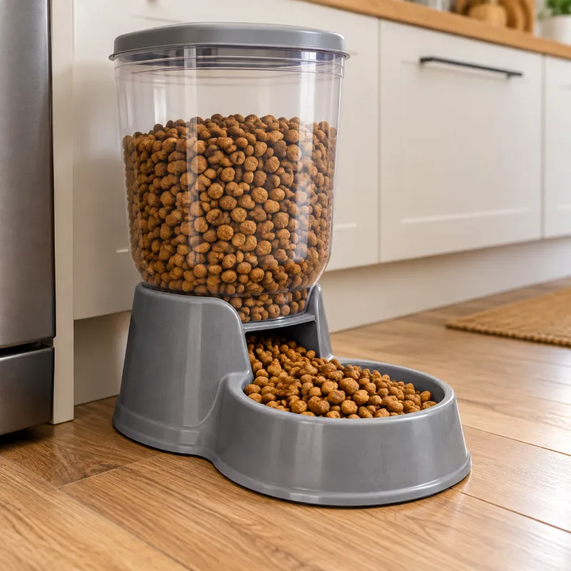 Distributeur à gravité posé au sol d'une cuisine